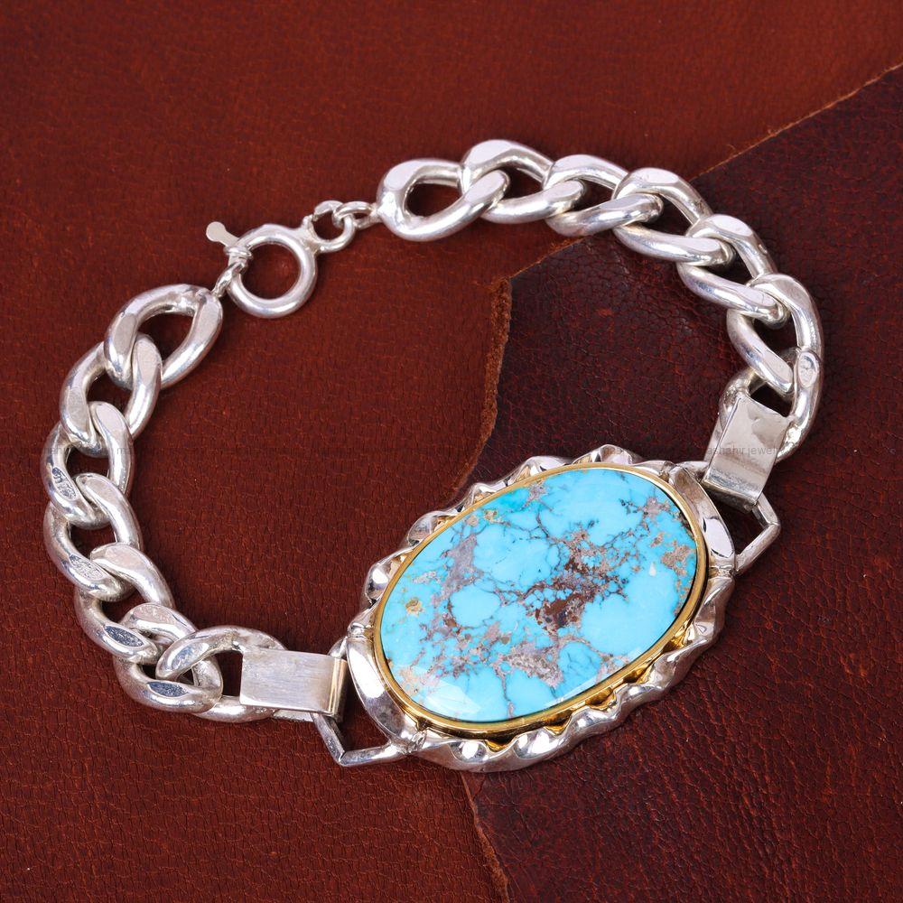 دستبند فیروزه مردانه کد 13520