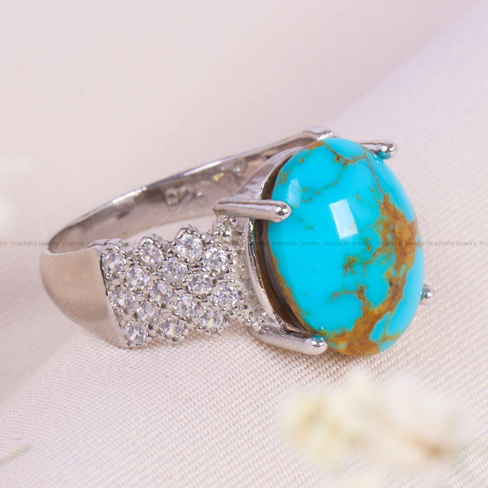 انگشتر فیروزه شجری زنانه کد 13582