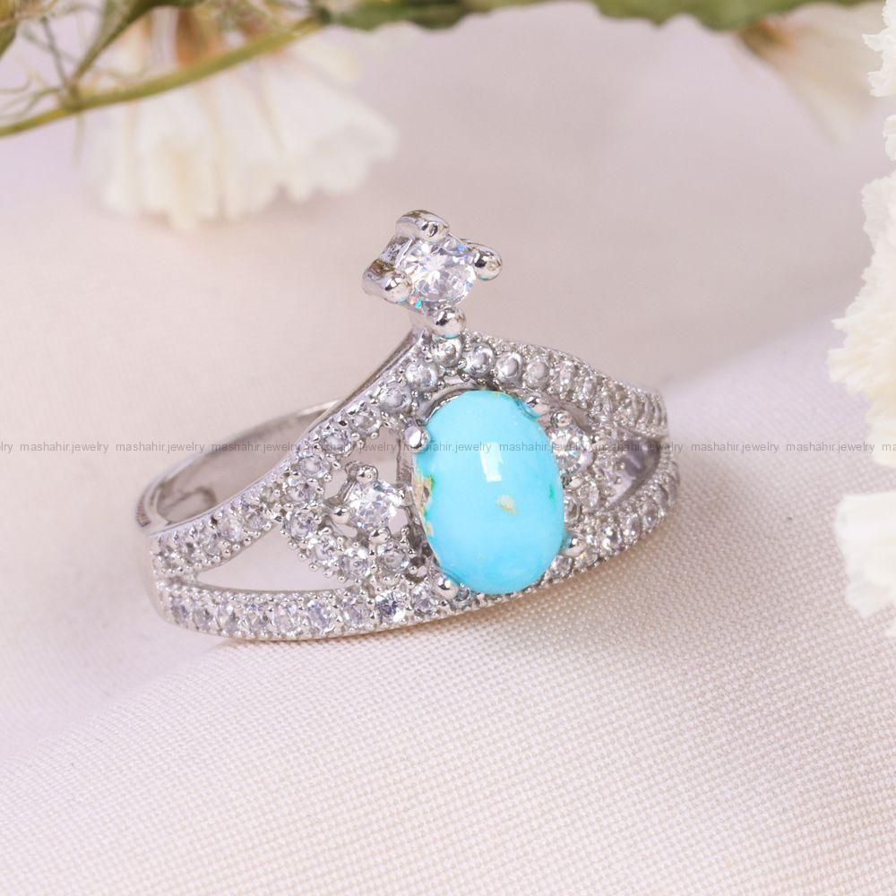انگشتر فیروزه شجری زنانه کد 13606