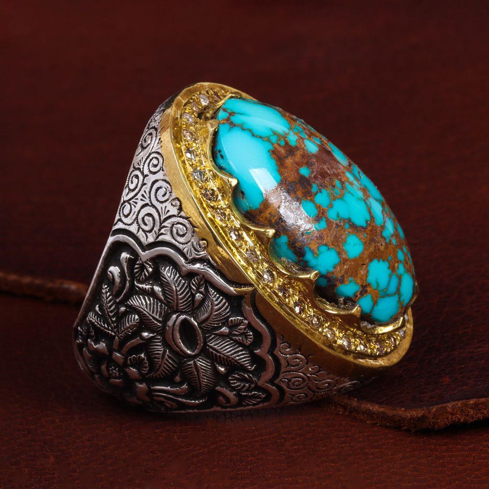 انگشتر فیروزه شجری مردانه کد 13615