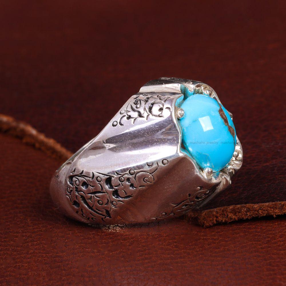 انگشتر فیروزه شجری مردانه کد 13616