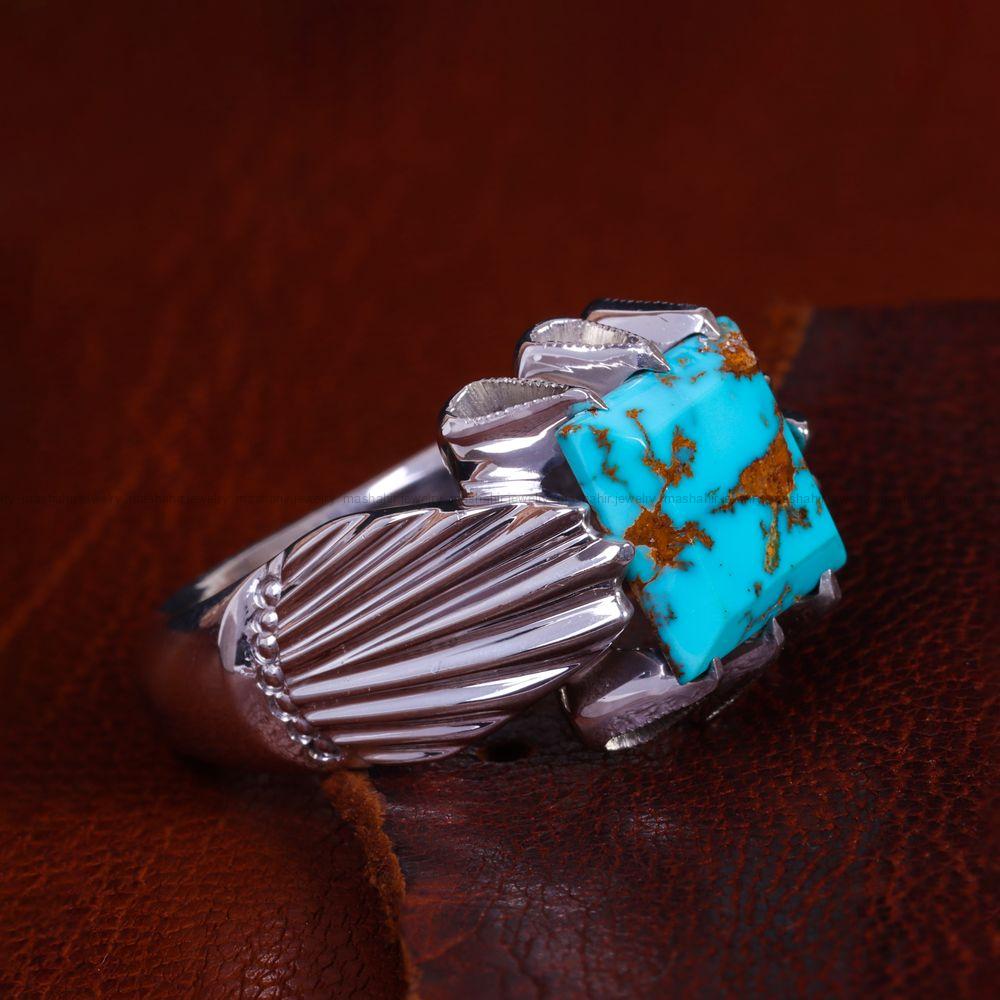 انگشتر فیروزه شجری مردانه کد 13619