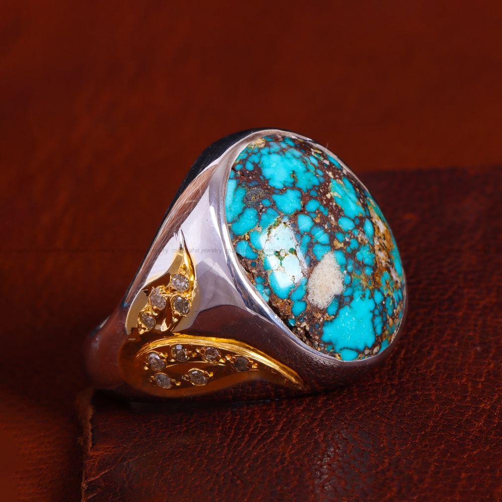 انگشتر فیروزه شجری مردانه کد 13625