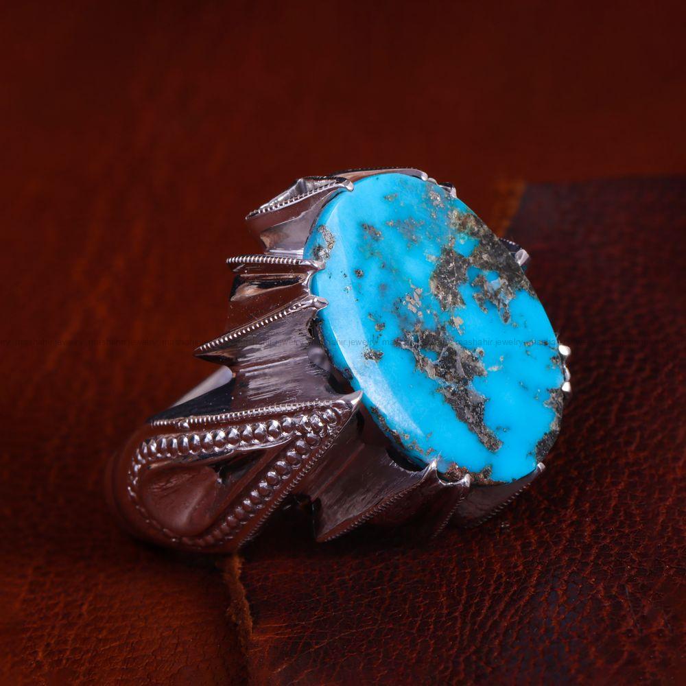 انگشتر فیروزه شجری مردانه کد 13626