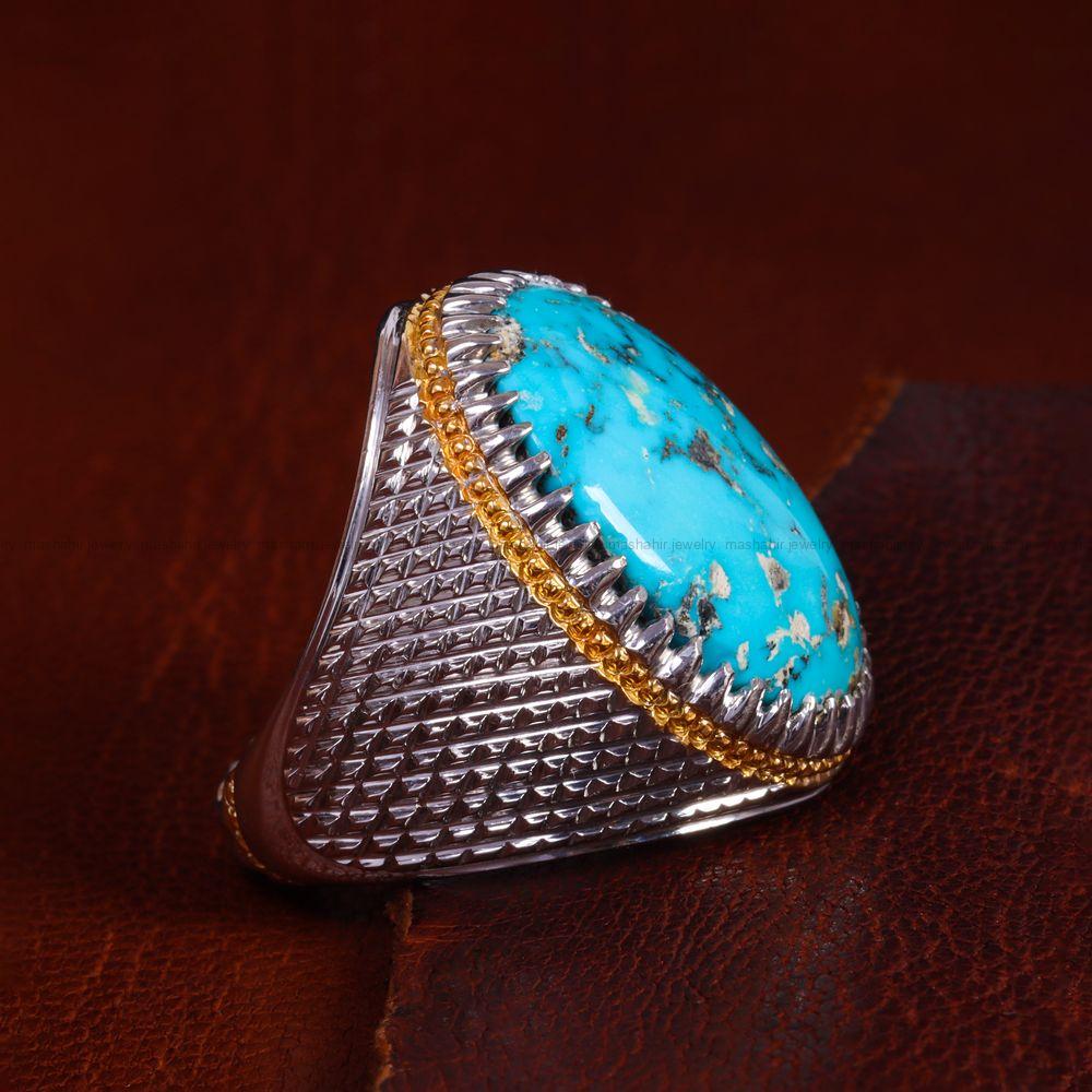 انگشتر فیروزه شجری مردانه کد 13627