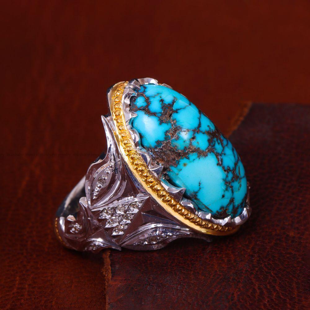 انگشتر فیروزه شجری مردانه کد 13632