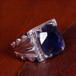 انگشتر ياقوت کبود مردانه کد 13636