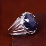 انگشتر ياقوت کبود مردانه کد 13655