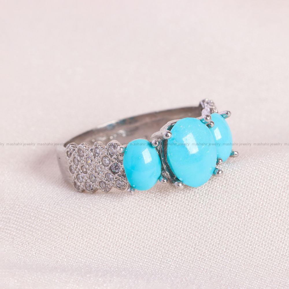 انگشتر فیروزه عجمی زنانه کد 13674