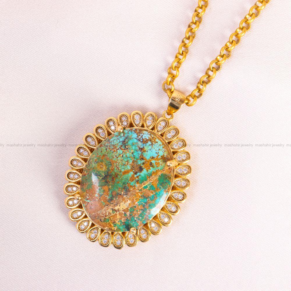 گردنبند فیروزه زنانه کد 13678
