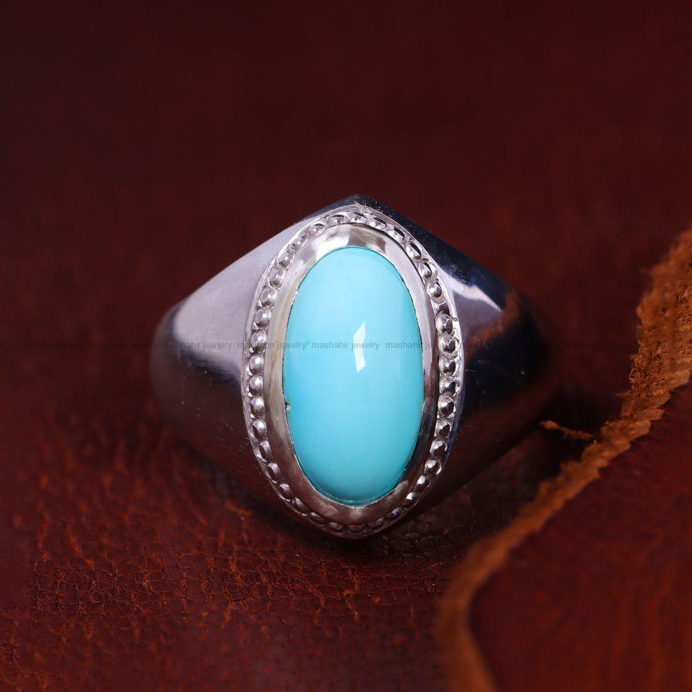 انگشتر فیروزه عجمی مردانه کد 13098