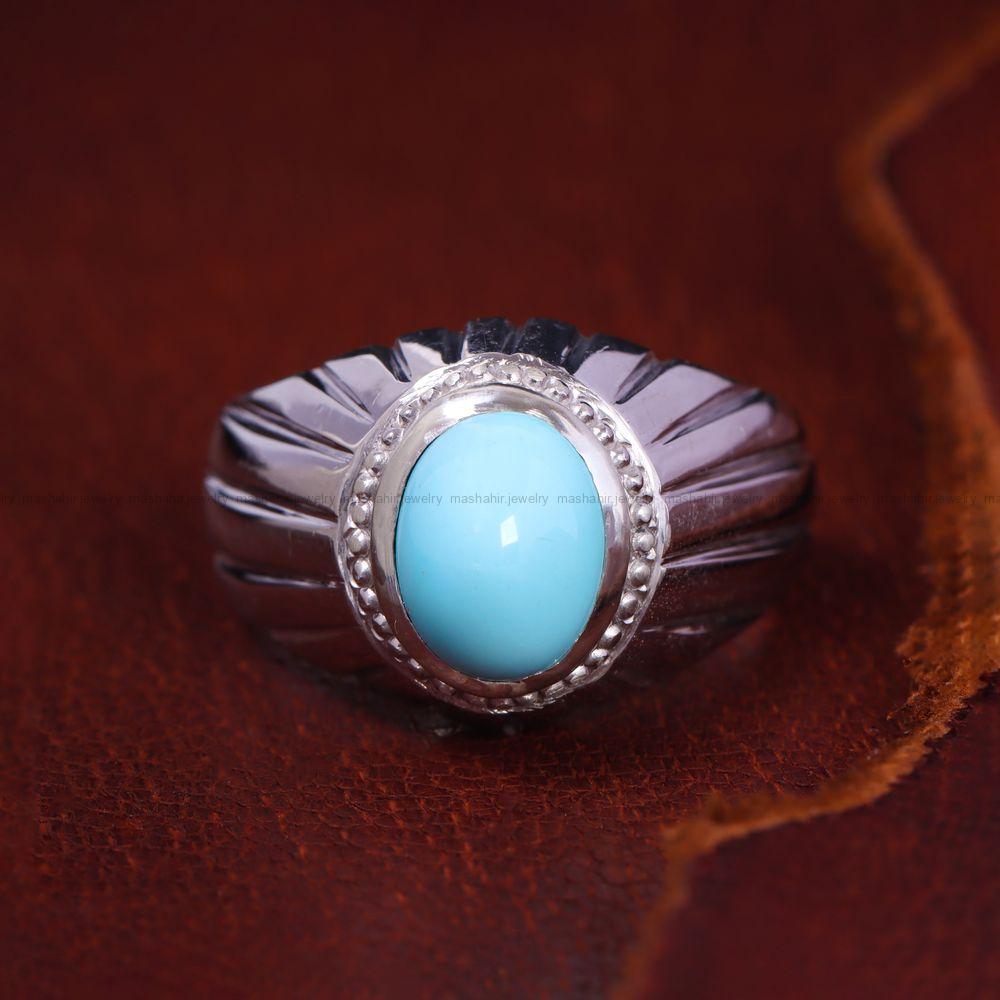 انگشتر فیروزه عجمی مردانه کد 13124