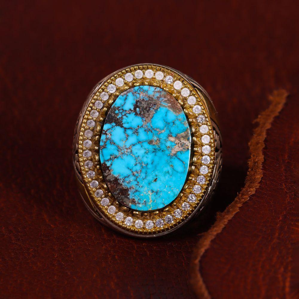 انگشتر فیروزه شجری مردانه کد 13173
