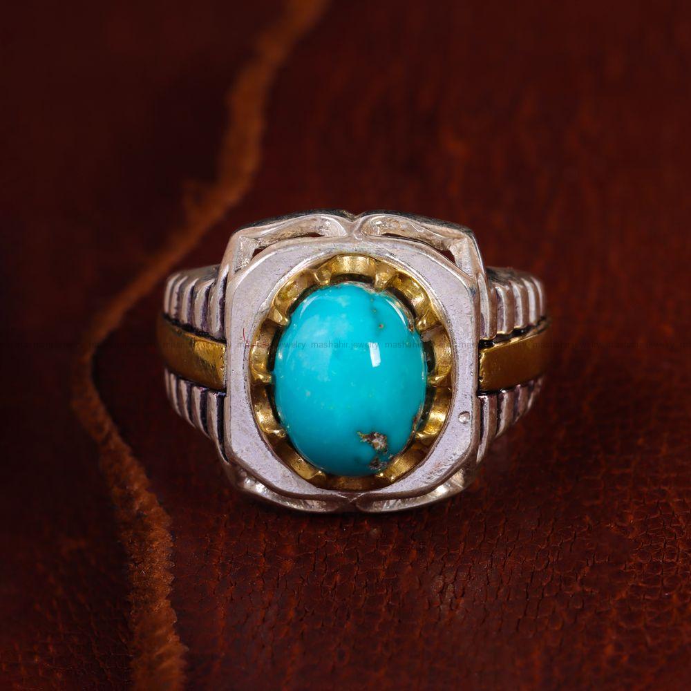 انگشتر فیروزه شجری مردانه کد 13177