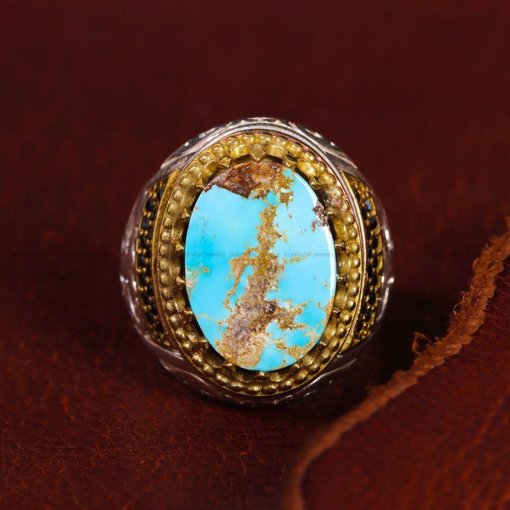 انگشتر فیروزه شجری مردانه کد 13178