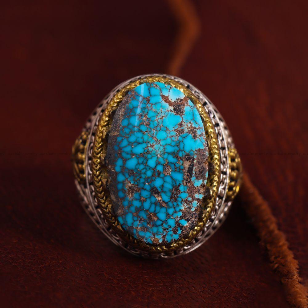 انگشتر فیروزه شجری مردانه کد 13196