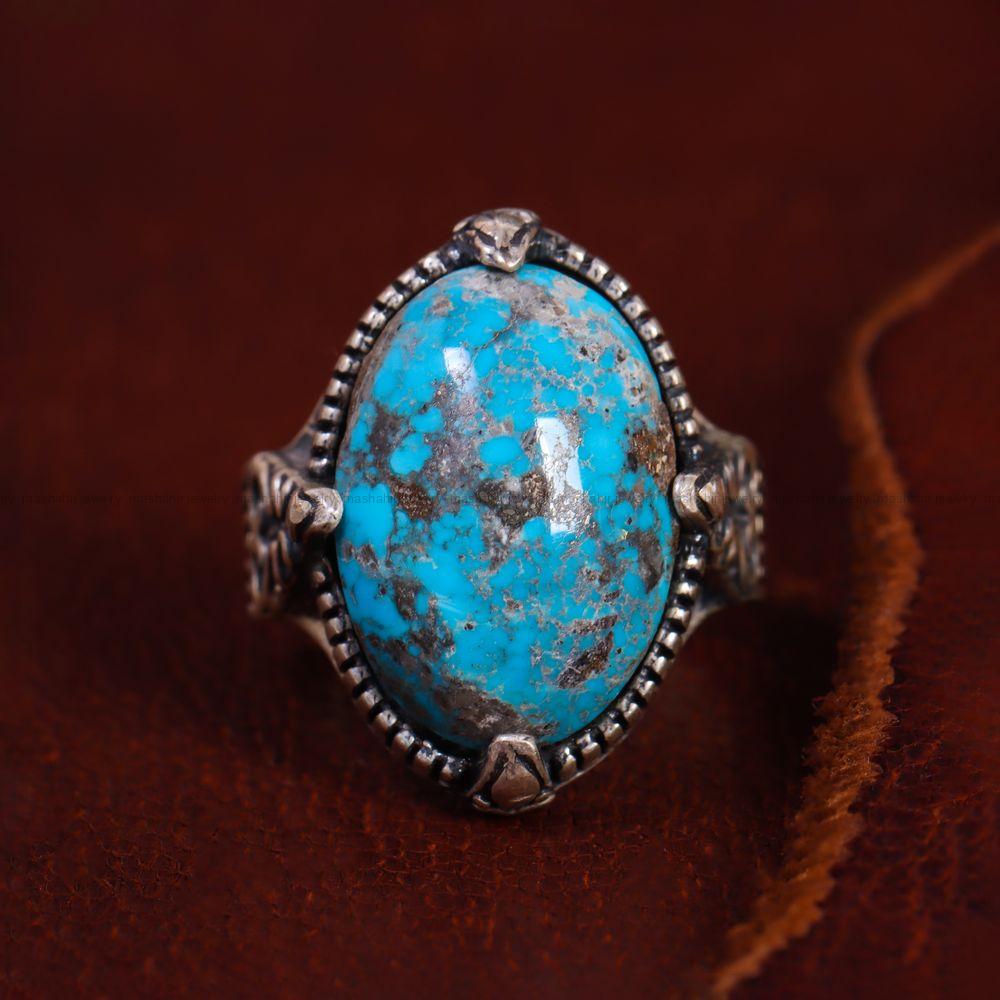 انگشتر فیروزه شجری مردانه کد 13204