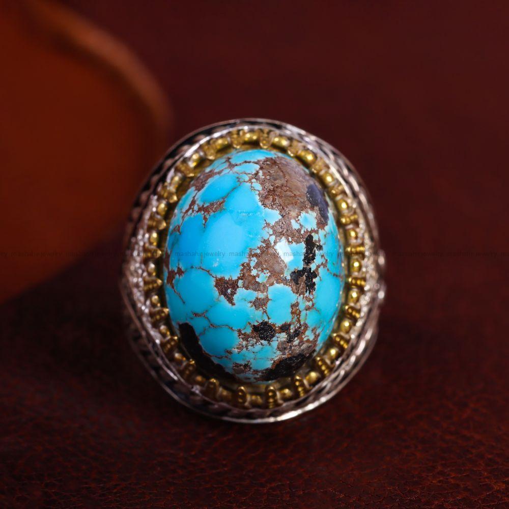 انگشتر فیروزه شجری مردانه کد 13214