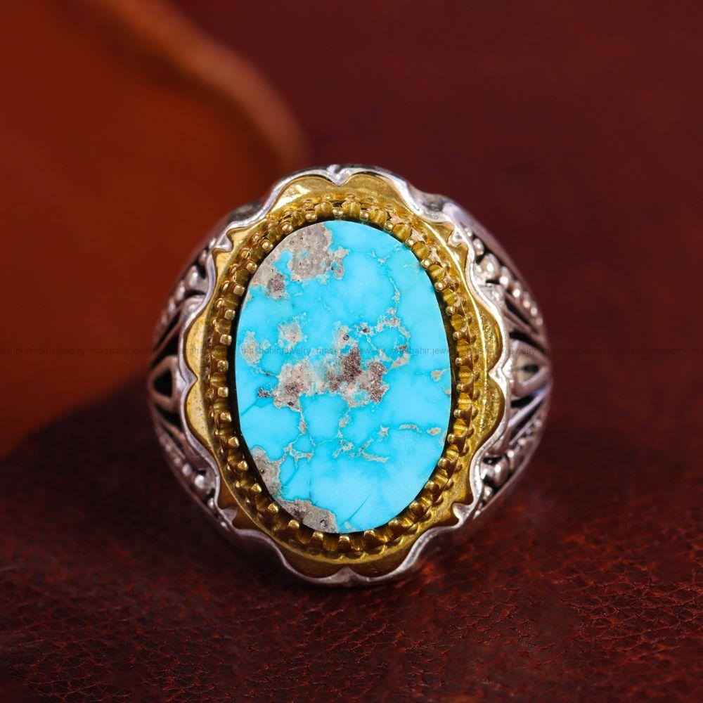 انگشتر فیروزه شجری مردانه کد 13217