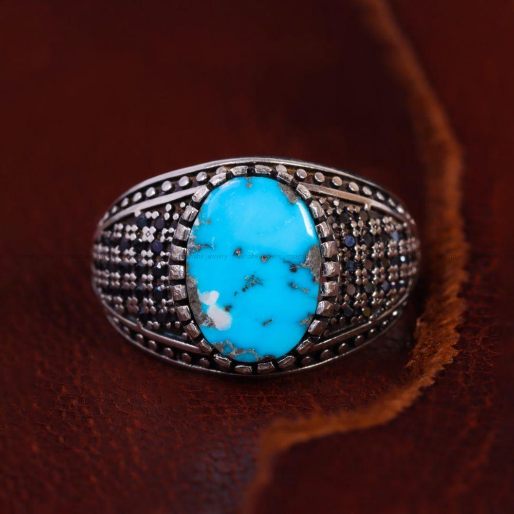 انگشتر فیروزه شجری مردانه کد 13240