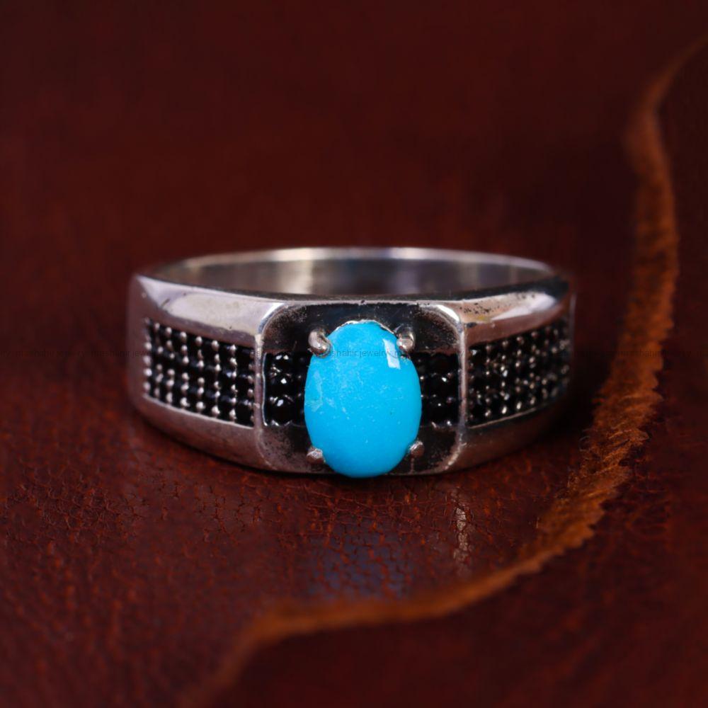 انگشتر فیروزه عجمی مردانه کد 13282