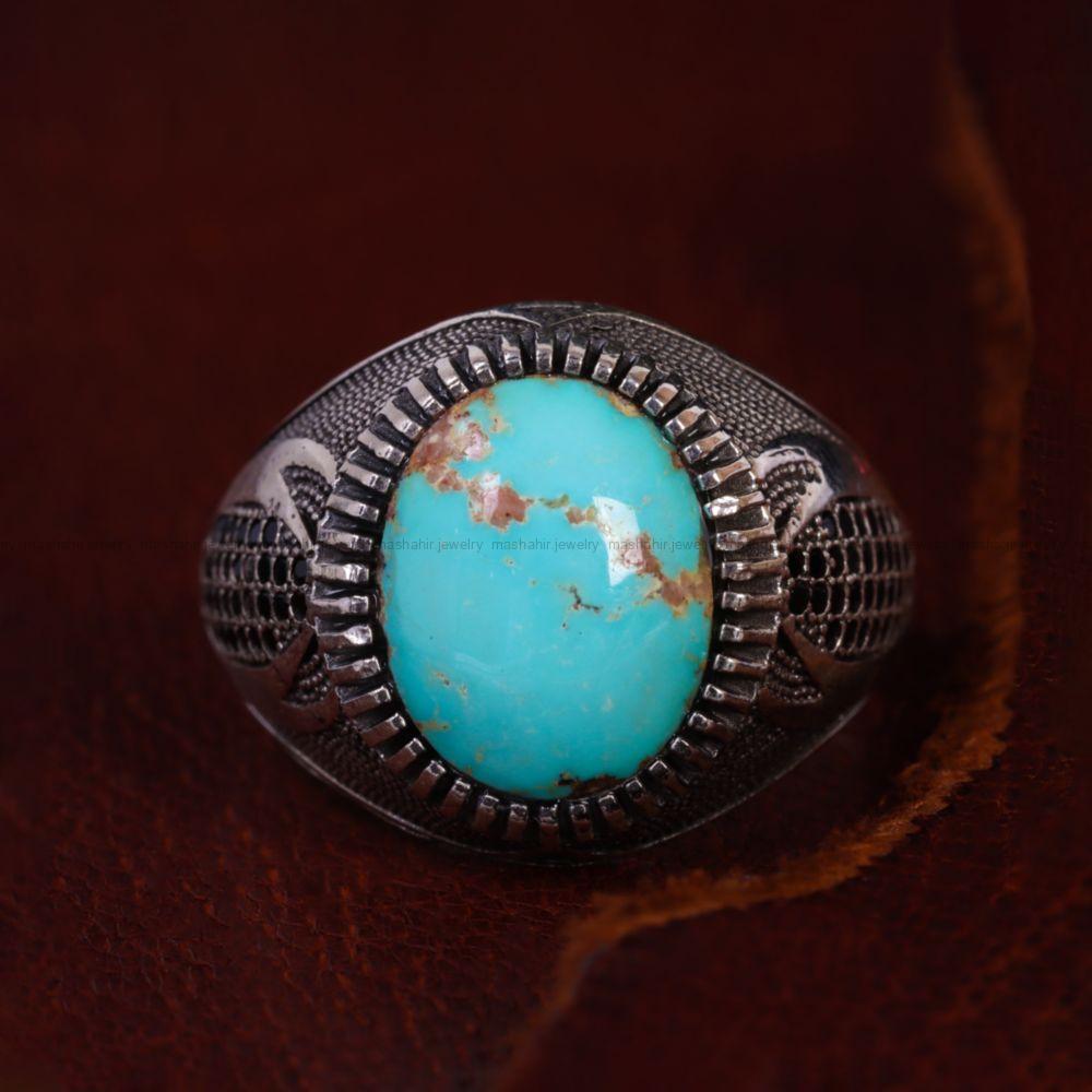 انگشتر فیروزه شجری مردانه کد 13299