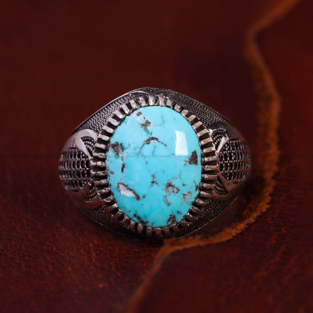 انگشتر فیروزه شجری مردانه کد 13302
