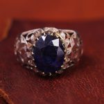 انگشتر ياقوت کبود مردانه کد 13503