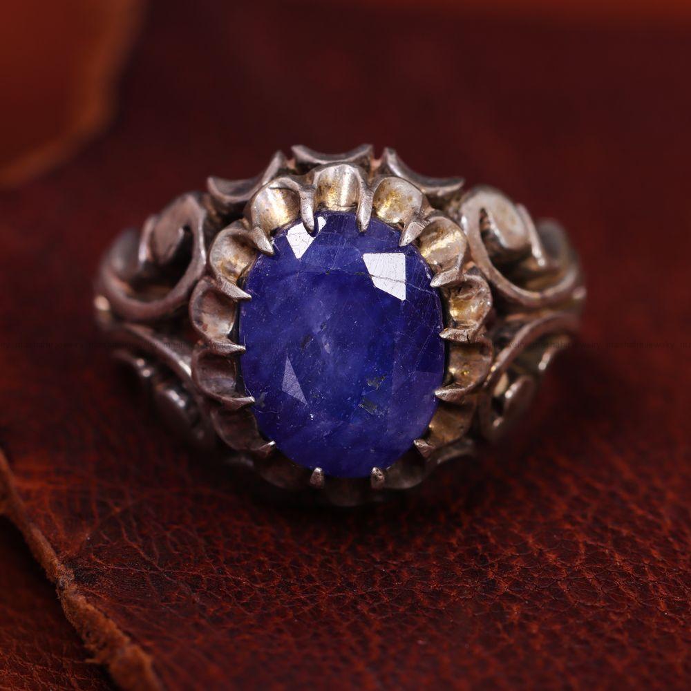 انگشتر ياقوت کبود مردانه کد 13506