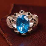 انگشتر توپاز آبی مردانه کد 13512