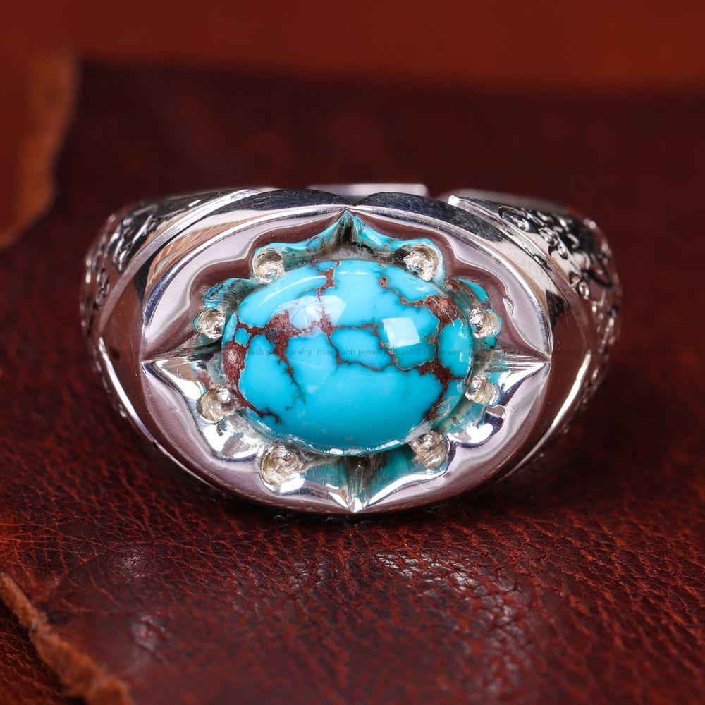 انگشتر فیروزه شجری مردانه کد 13516