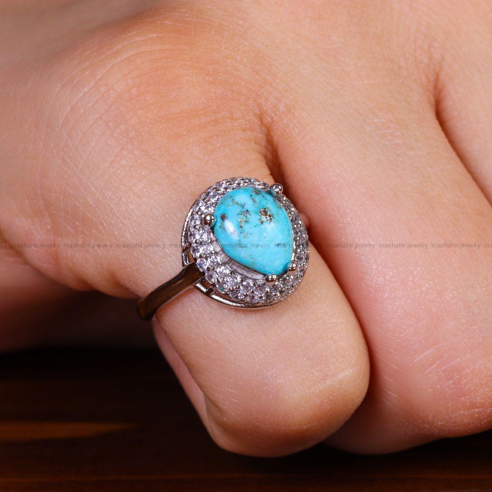 انگشتر فیروزه شجری زنانه کد 13611