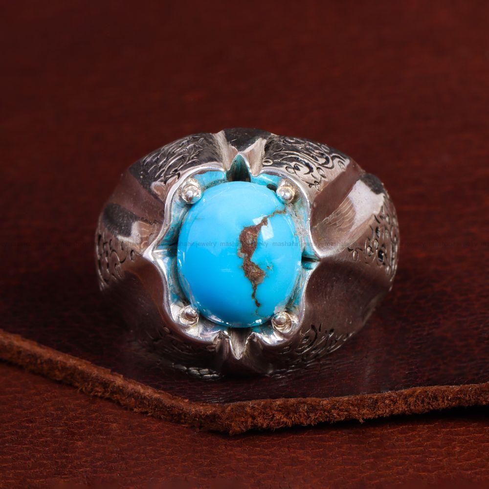انگشتر فیروزه شجری مردانه کد 13616