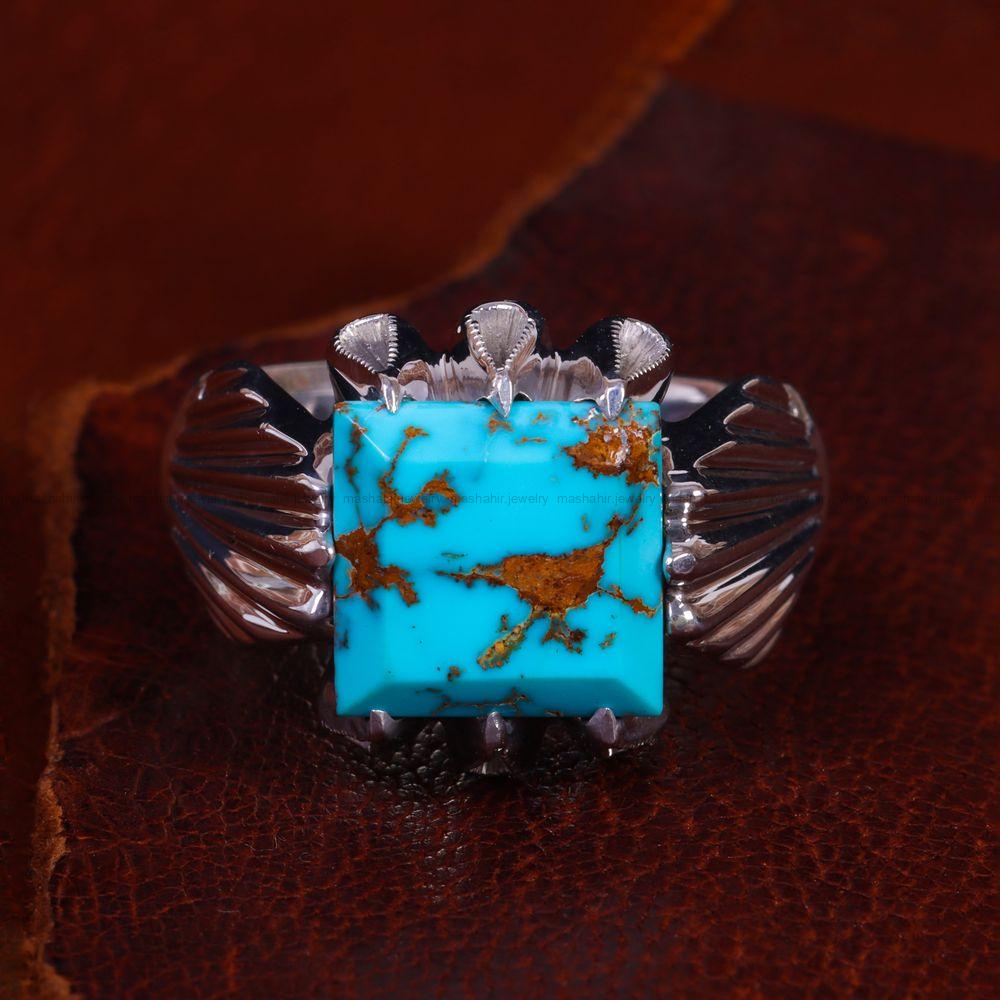 انگشتر فیروزه شجری مردانه کد 13619