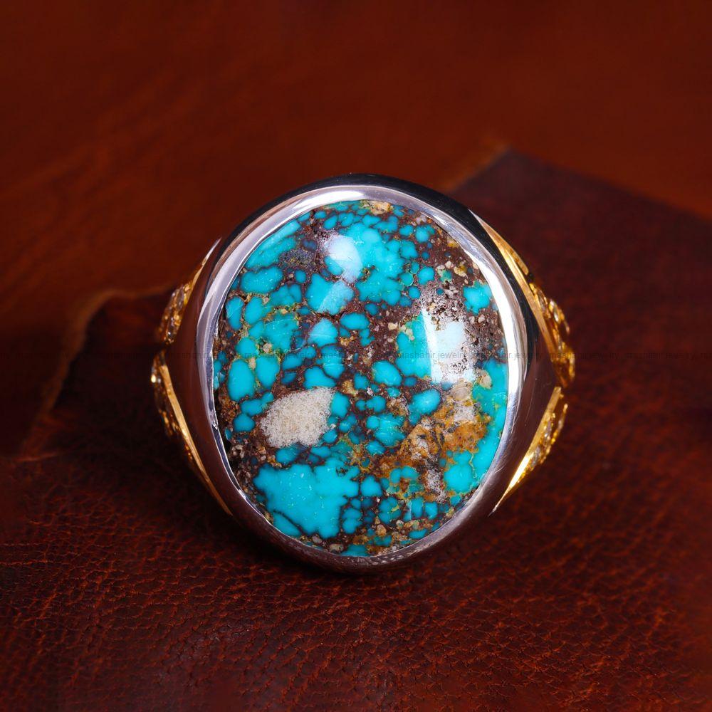 انگشتر فیروزه شجری مردانه کد 13625
