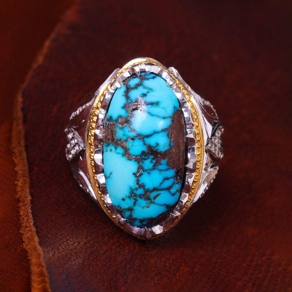 انگشتر فیروزه شجری مردانه کد 13632