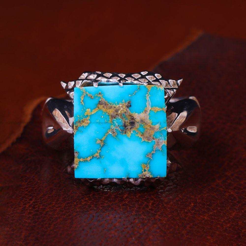 انگشتر فیروزه شجری مردانه کد 13634