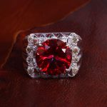 انگشتر توپاز سرخ مردانه کد 13639