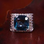 انگشتر توپاز آبی مردانه کد 13651