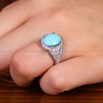 انگشتر فیروزه عجمی زنانه کد 13668