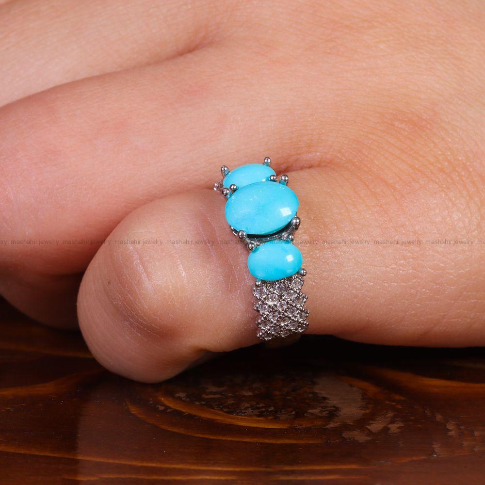 انگشتر فیروزه عجمی زنانه کد 13674