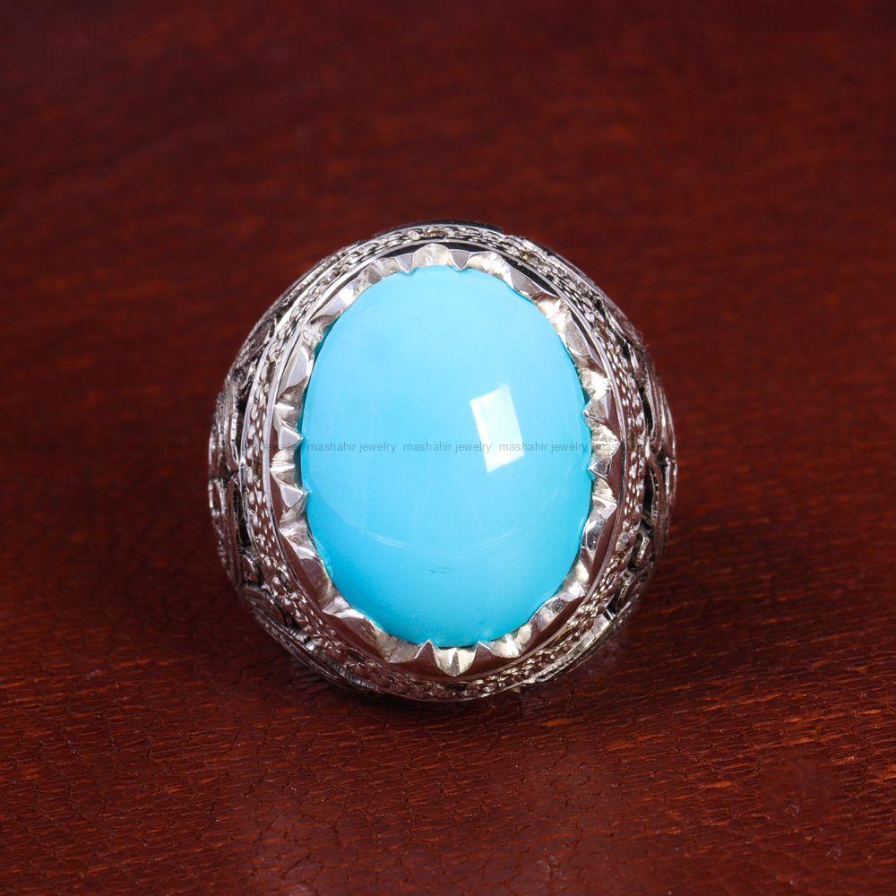 انگشتر فیروزه عجمی مردانه کد 13772