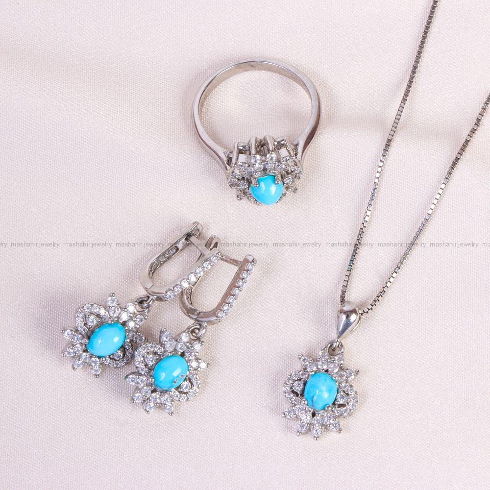 نیم ست فیروزه زنانه کد 13699