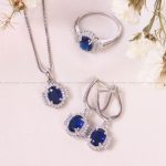 نیم ست سنتاتیک یاقوت کبود زنانه کد 13766