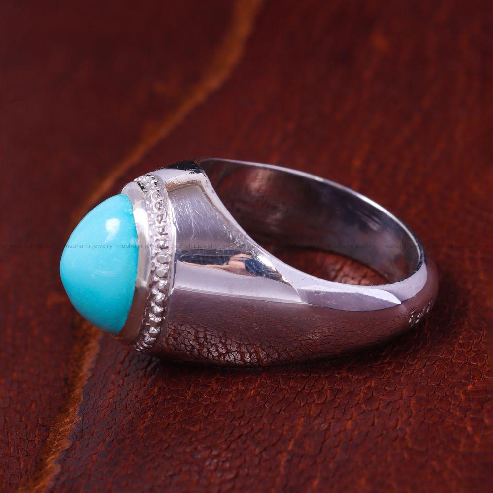 انگشتر فیروزه عجمی مردانه کد 13113