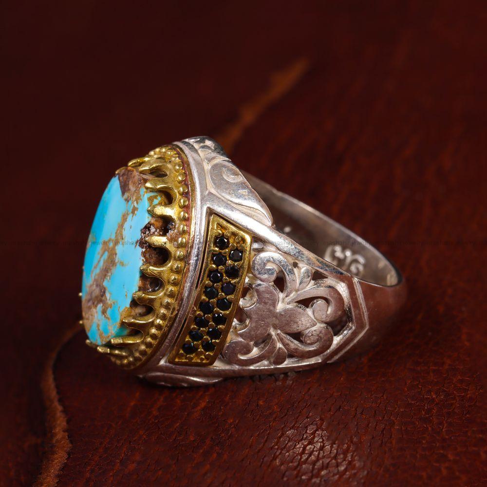 انگشتر فیروزه شجری مردانه کد 13178
