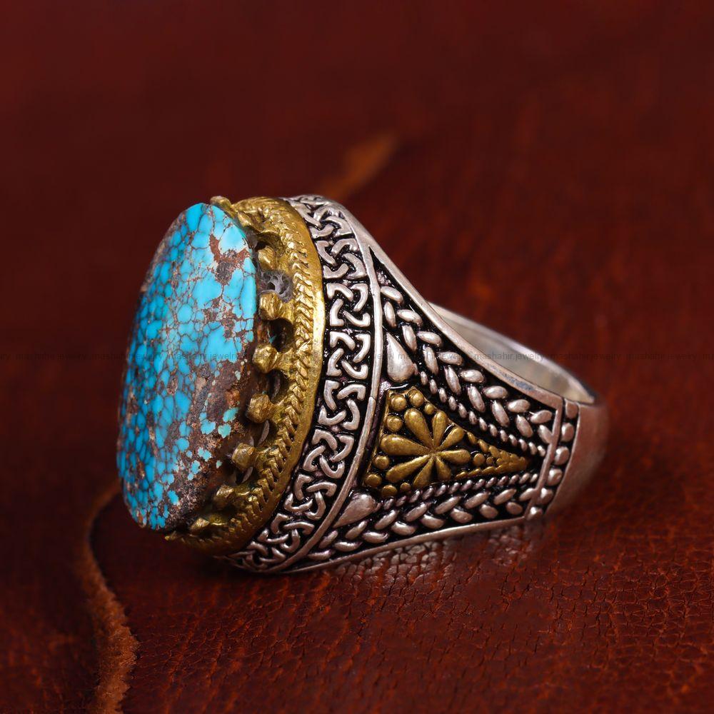 انگشتر فیروزه شجری مردانه کد 13196