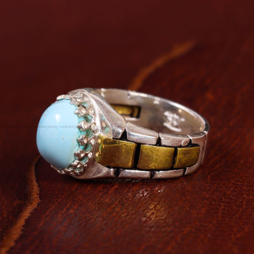 انگشتر فیروزه شجری مردانه کد 13197