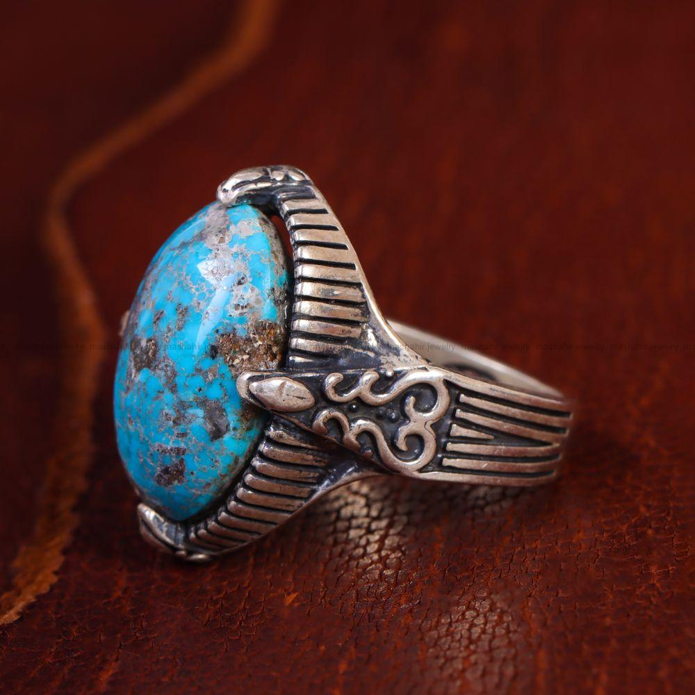 انگشتر فیروزه شجری مردانه کد 13204