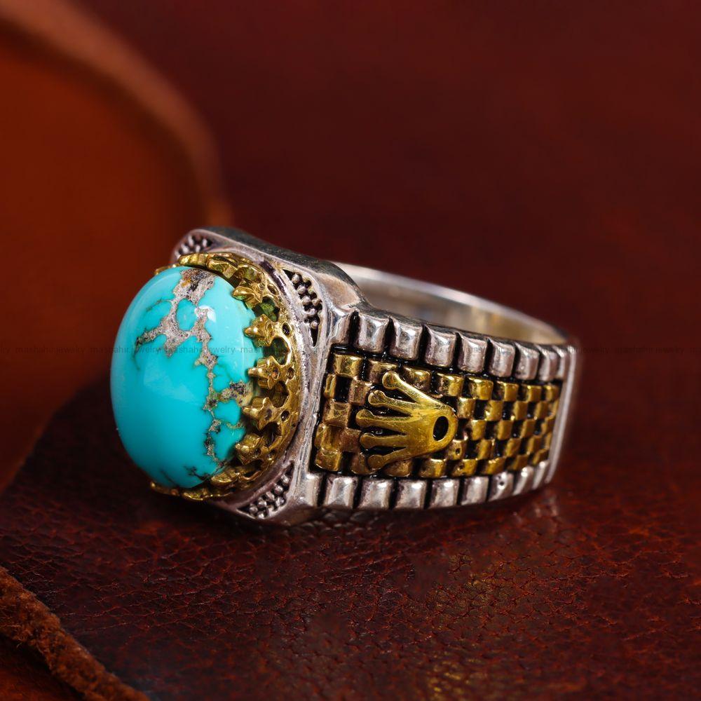 انگشتر فیروزه شجری مردانه کد 13219